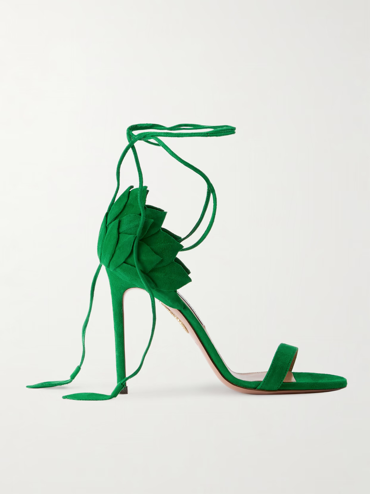 Aquazzura - Hibiscus 105 Lace-up Suede Sandals - Green | NET-A-PORTER (US)