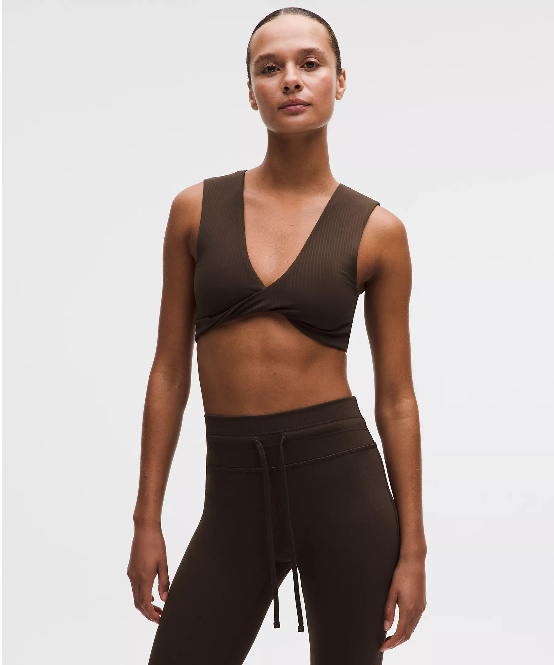 Ribbed Nulu Twist-Front V-Neck Bra | Lululemon (US)