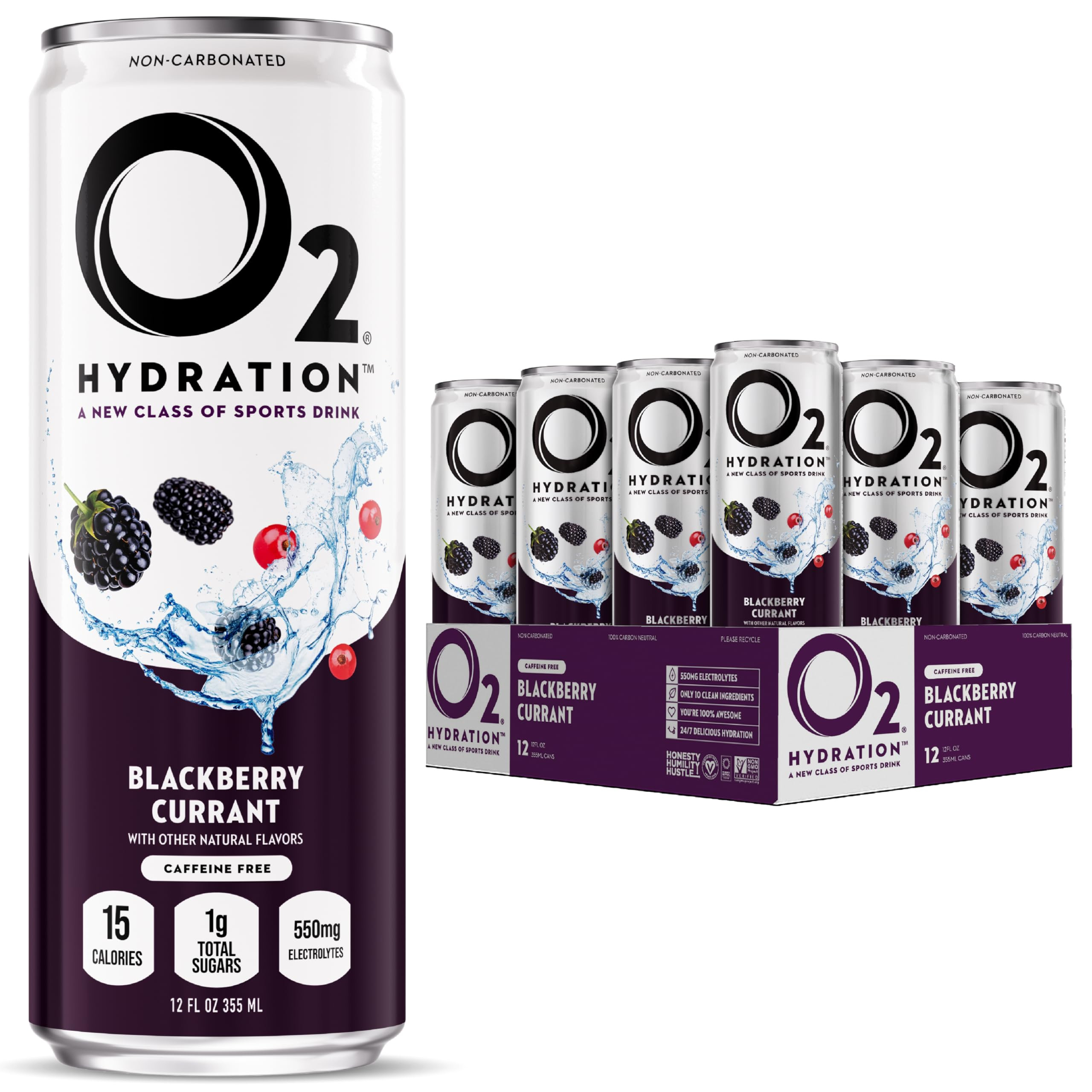 O2 Blackberry Currant Post Workout Recovery Drink - Powerful Electrolyte Drink for Daily Hydratio... | Amazon (US)