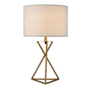 26.25" -Ester- Hourglass Designed Mid-Century Metal Table Lamp Matte Gold | Cymax