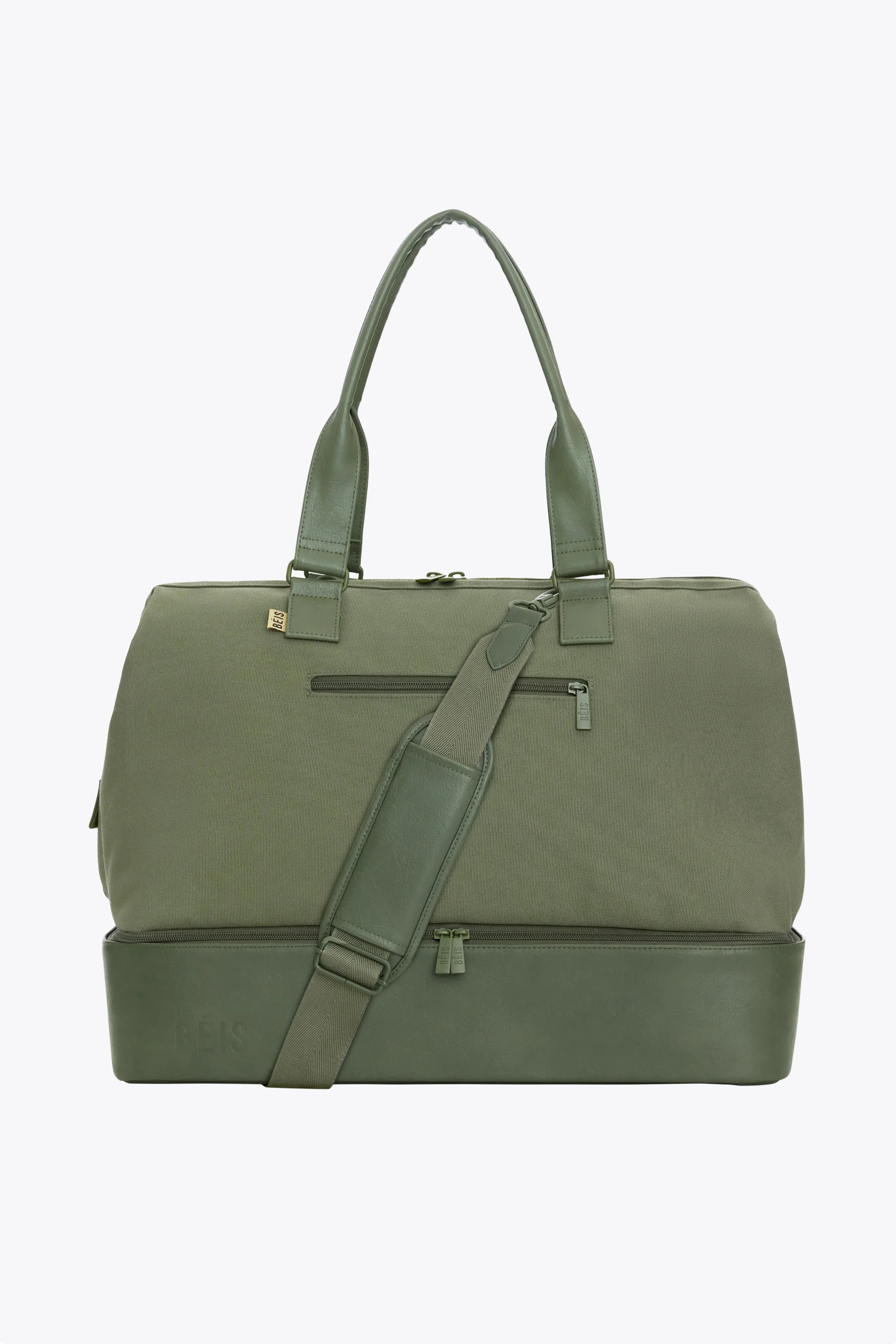 BÉIS 'The Weekender' in Olive - Olive Green Duffle Bag & Weekend Bag | BÉIS Travel