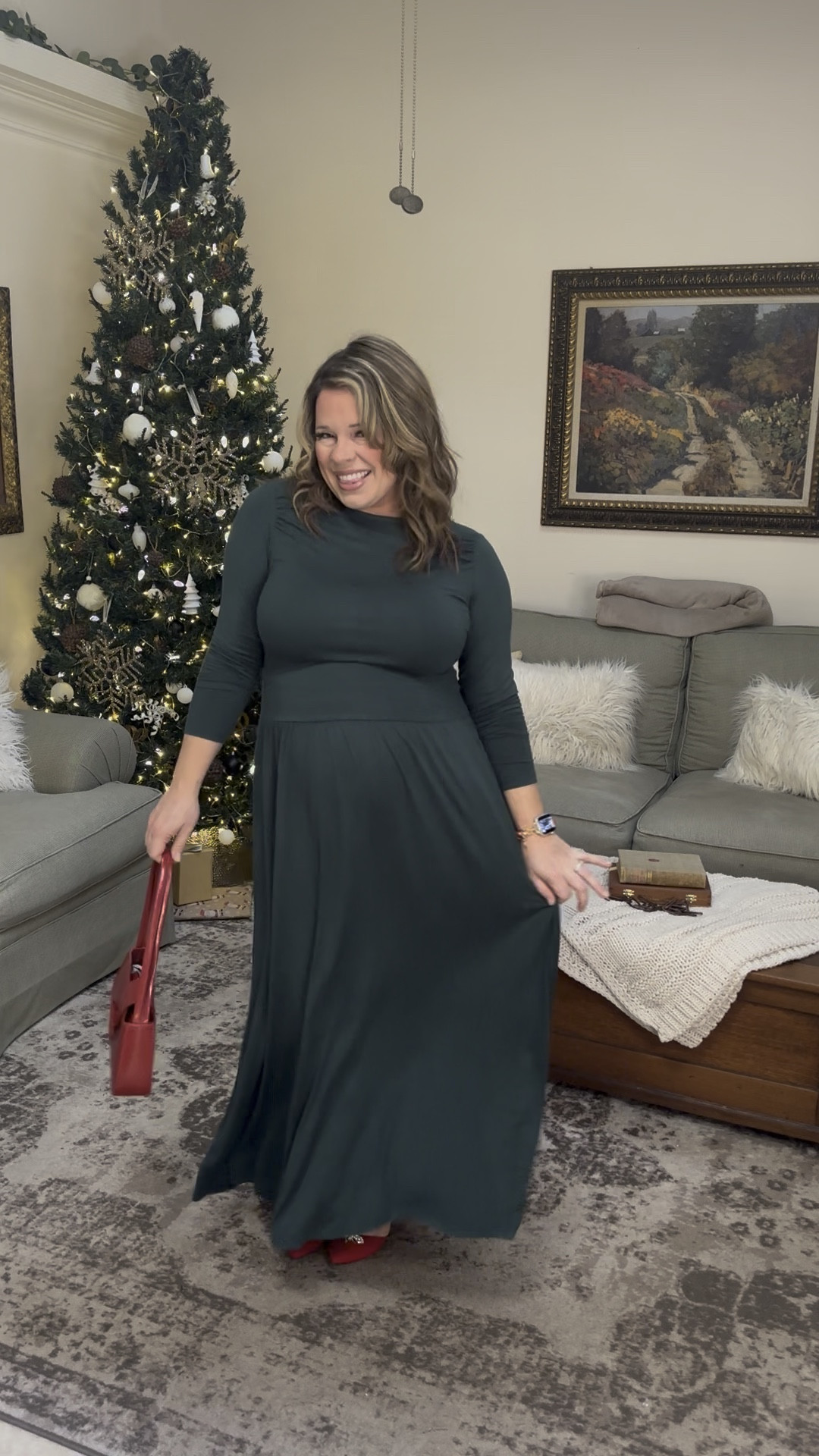 Perfect winter dress for any occasion. East to dress up or dress down. Runs true to size, I ordered my normal size large even with my 27 week baby bump.

#LTKBump #LTKWatchNow #LTKSeasonal