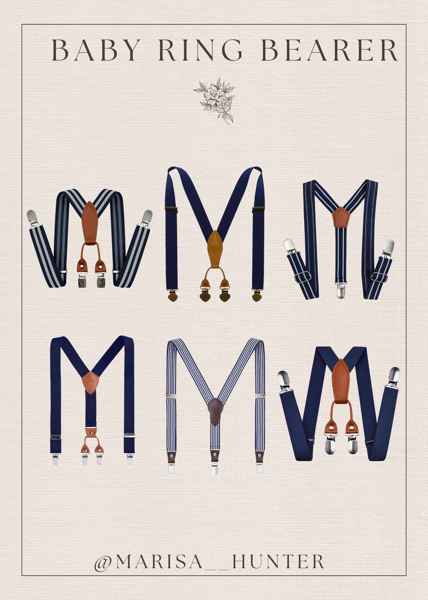 Ring bearer suspenders 

Summer wedding baby infant toddler navy suspenders leather detail stripes bride groom nephew toddler boy wedding outfit 

#LTKKids #LTKWedding #LTKBaby