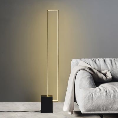 Metal LED Floor Lamp Rectangular Standing lamp with Black Base-Homary | Homary