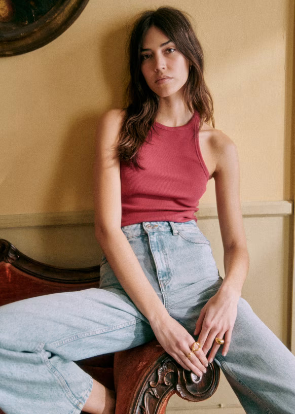 Marcelo Top - Rosewood - Organic cotton - organic textile - Sézane | Sezane Paris