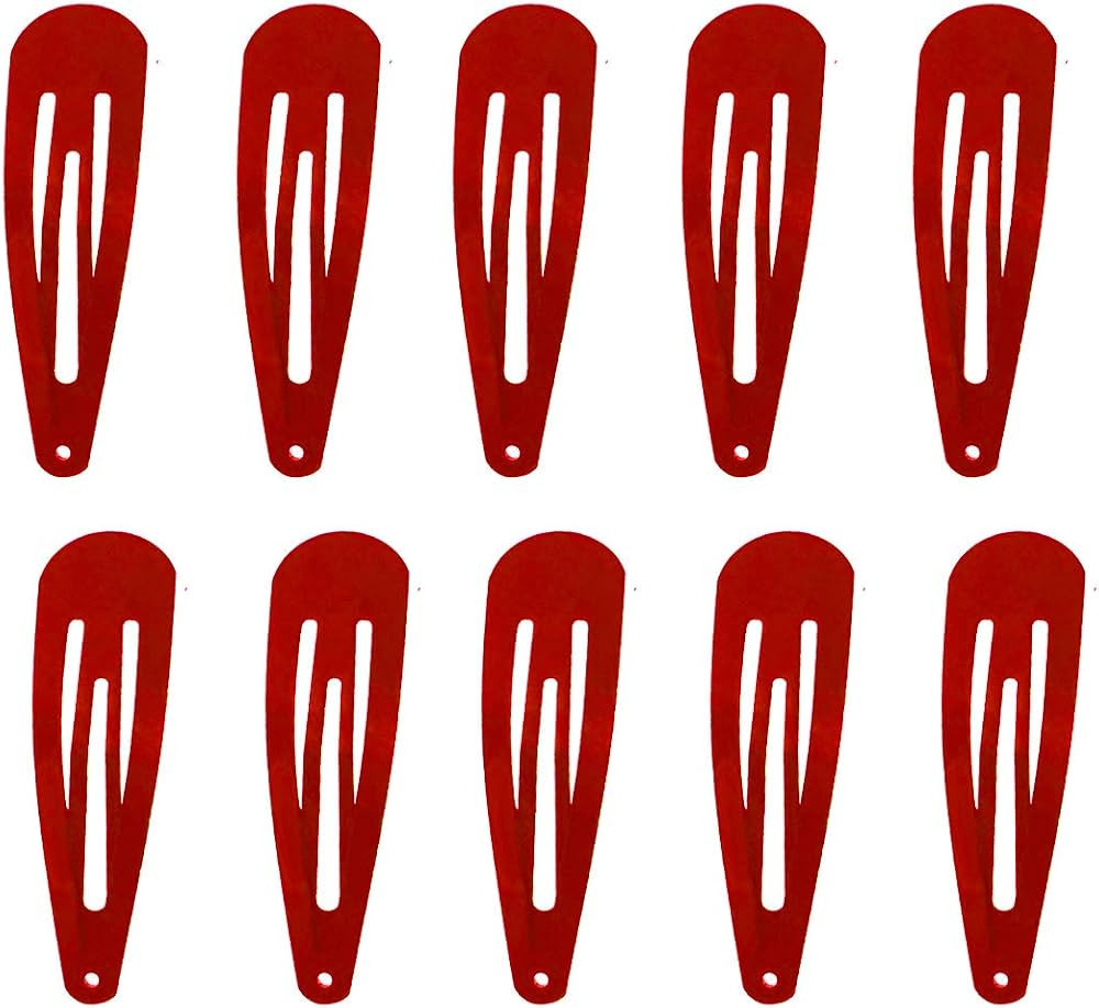 50 Pack of Snap Hair Clips Hair Barrettes for Kids, Girls and Women, 50 mm (Red) | Amazon (US)