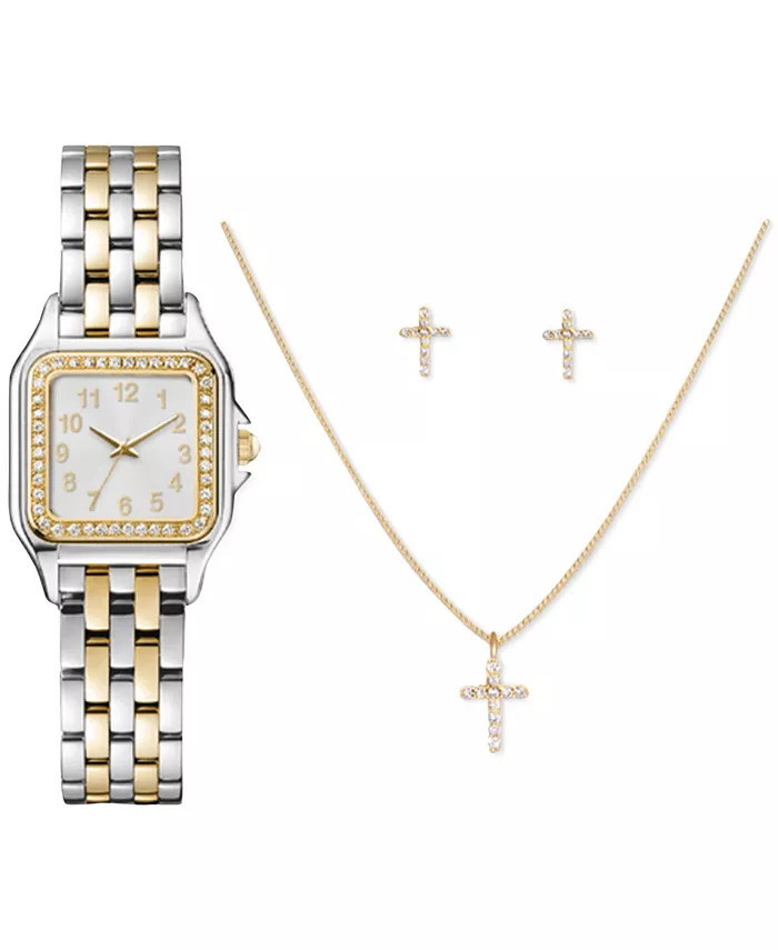 Women's Two-Tone Metal Alloy Bracelet Watch 26mm Gift Set | Macys (US)