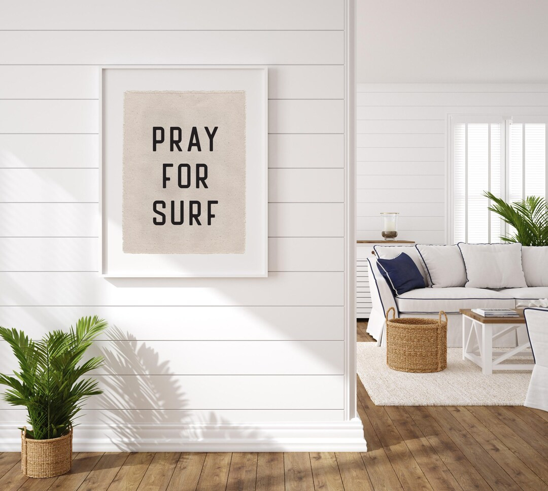 Beach Wall Art, Pray for Surf Canvas Poster, Surf Tapestry Flag, Coastal Wall Decor Banner - Etsy | Etsy (US)