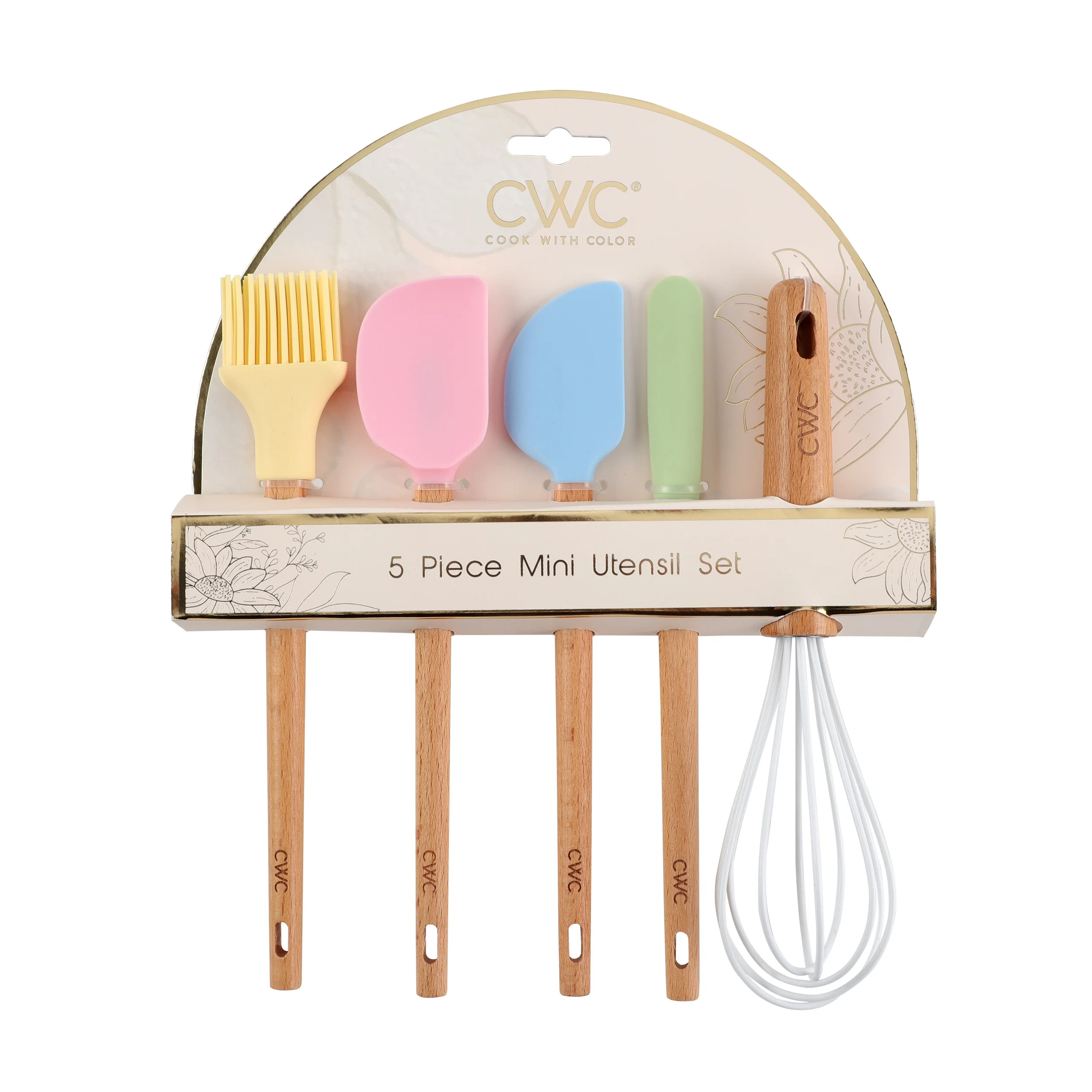COOK WITH COLOR 5 PIECE MINI EASTER SILICONE UTENSIL SET WITH WOOD HANDLE. - Walmart.com | Walmart (US)