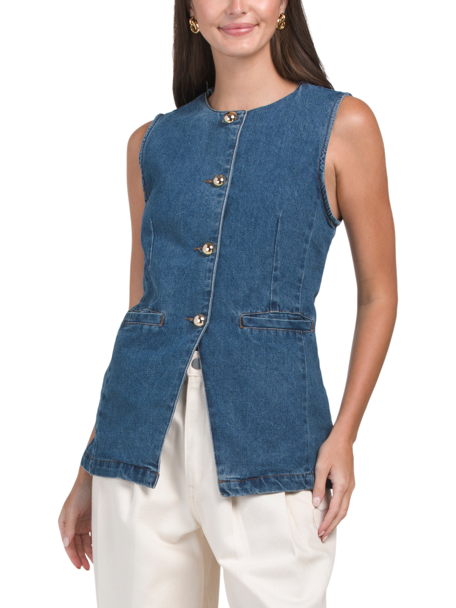 Long Line Denim Vest | TJ Maxx