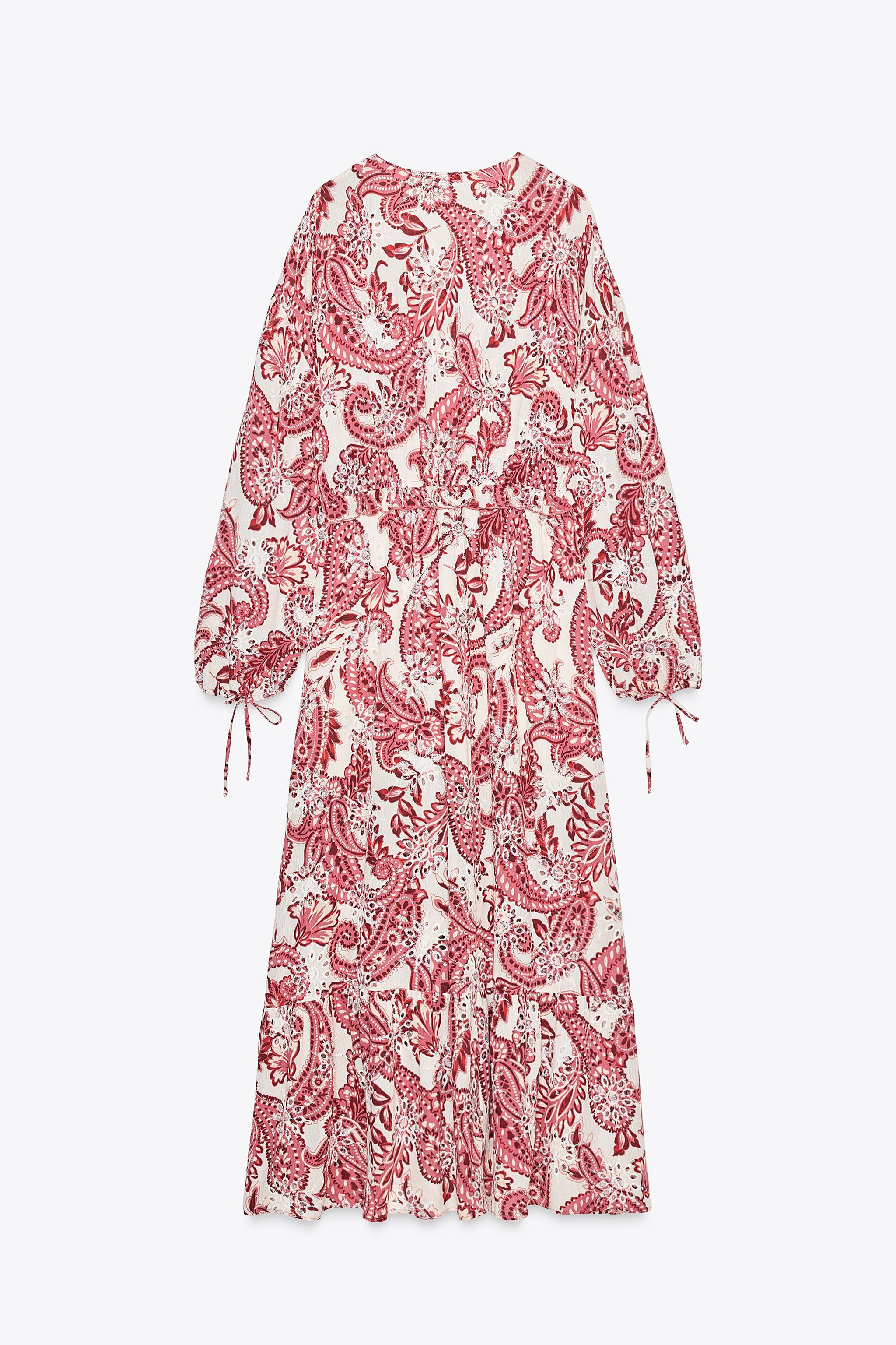 PRINTED MIDI DRESS WITH EMBROIDERED EYELETS | Zara US
