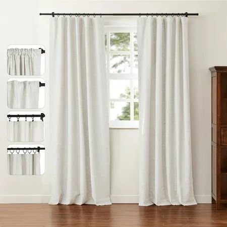 Jawara Natural Linen Curtain 50 Inches Width by 96 Inches Length Curtain Panel Blackout Linen Drape  | Walmart (US)