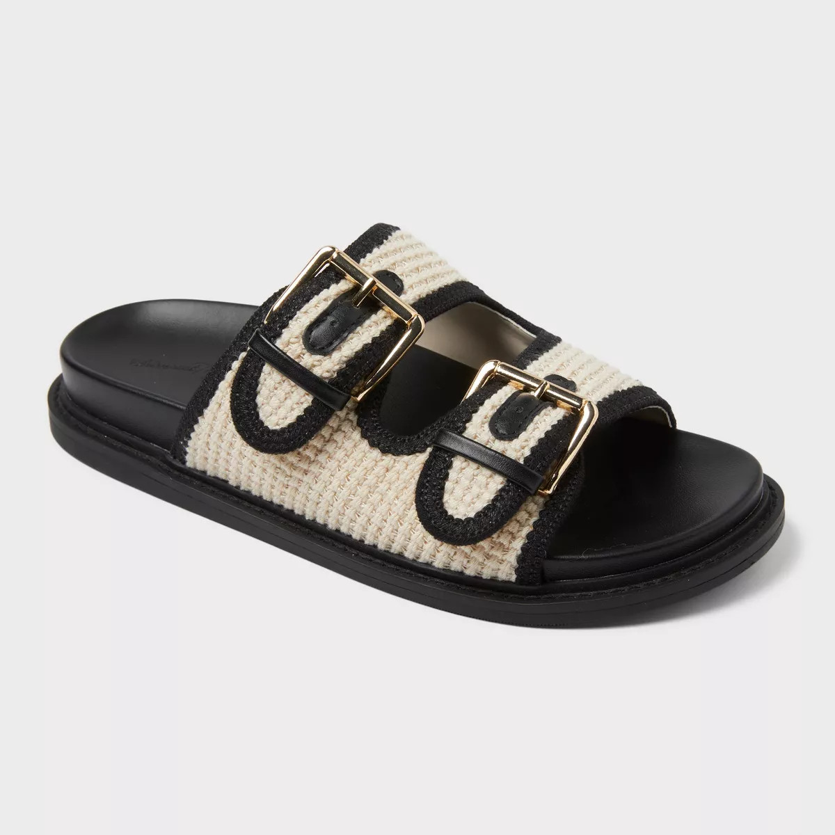 Women's Kylie Crochet Double Band Footbed Sandals - Universal Thread™ Black | Target