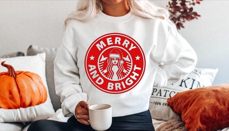 Starbucks Christmas Sweatshirt , Merry and Bright sweatshirt , Christmas hoodie , Trendy Christma... | Etsy (US)