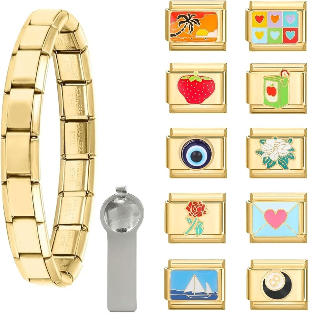 papasgix Italian Charm Bracelet Charms Set Nomination Charms Brascelets 9mm Assorted Italian Char... | Amazon (US)