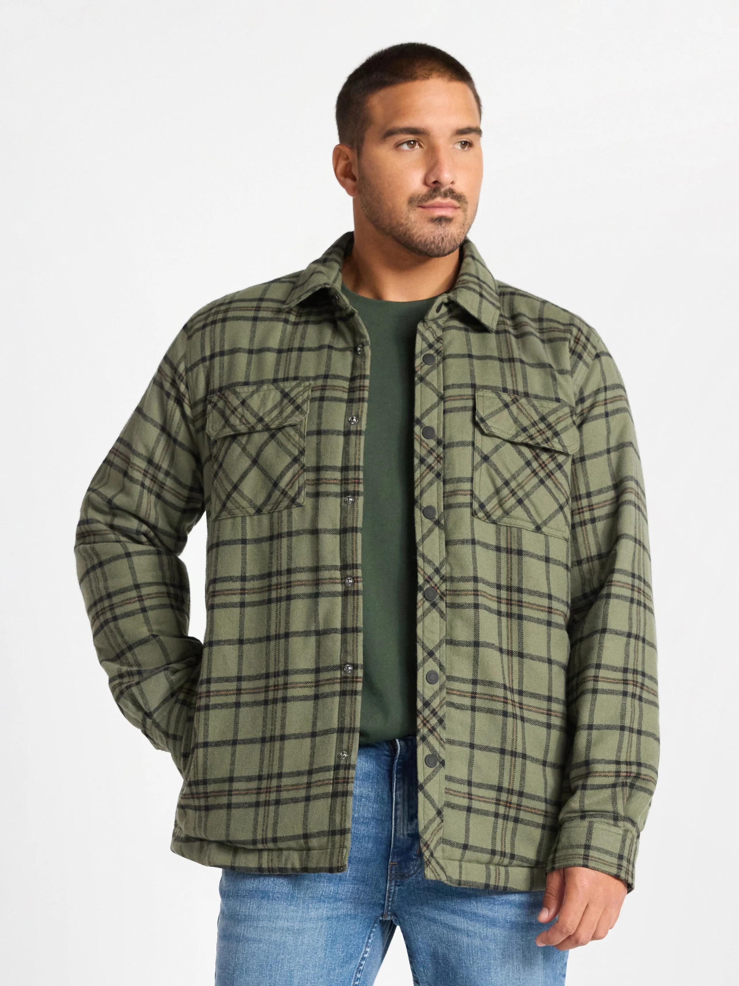 George Men's Shirt Jacket with Long Sleeves, High Pile Fleece Lining, Sizes S-3XL | Walmart (US)