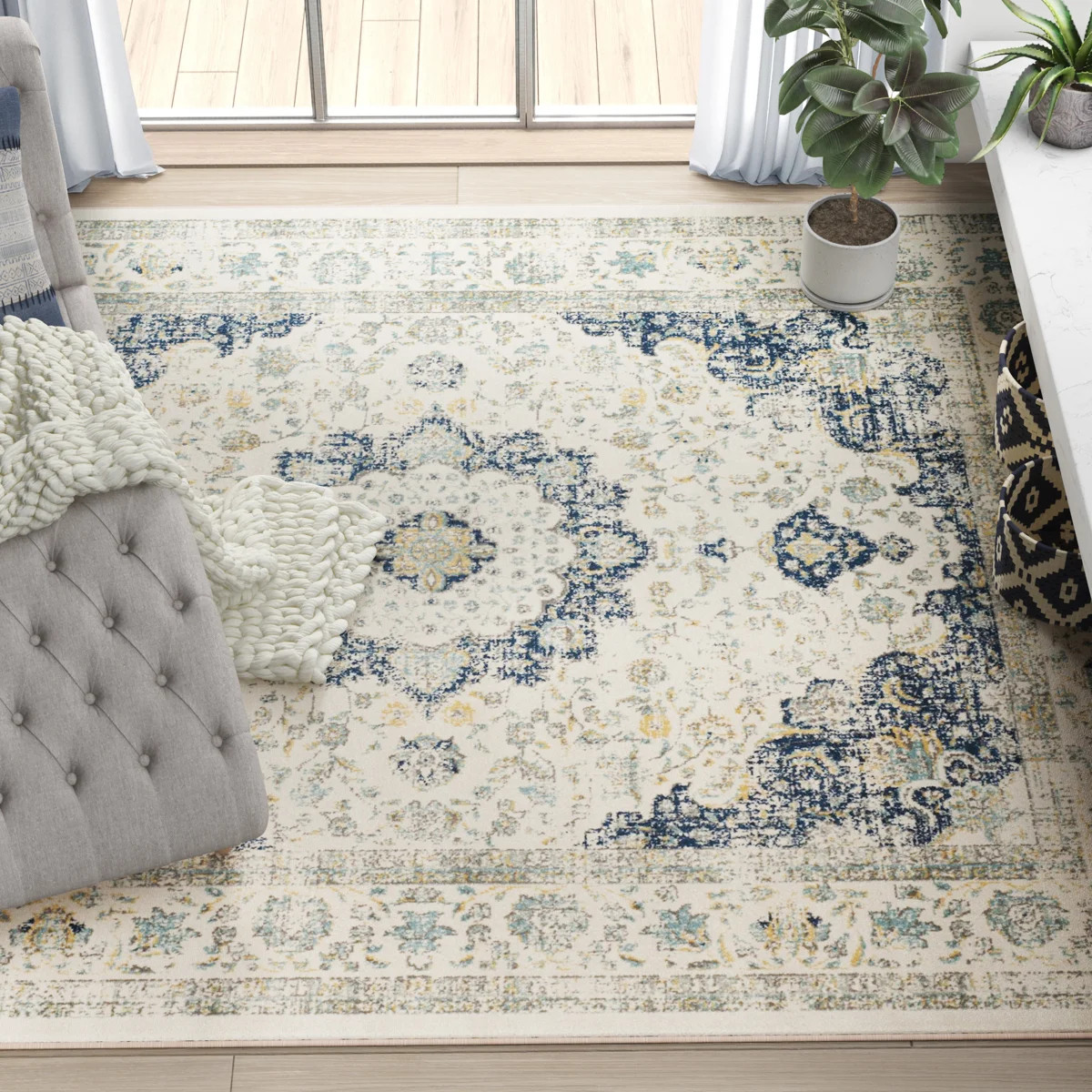 Langley Street® Annette Oriental Ivory/Blue Area Rug & Reviews | Wayfair | Wayfair North America