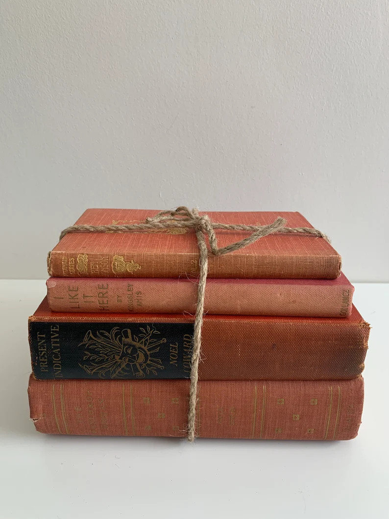 Vintage Book Bundle  Orange Decorative Set | Etsy Canada | Etsy (CAD)