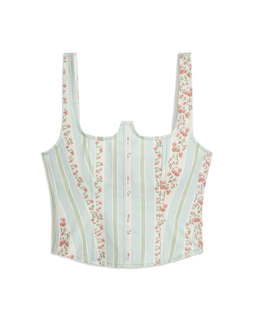 Seamed Victorian Floral Stripe Corset | We Wore What