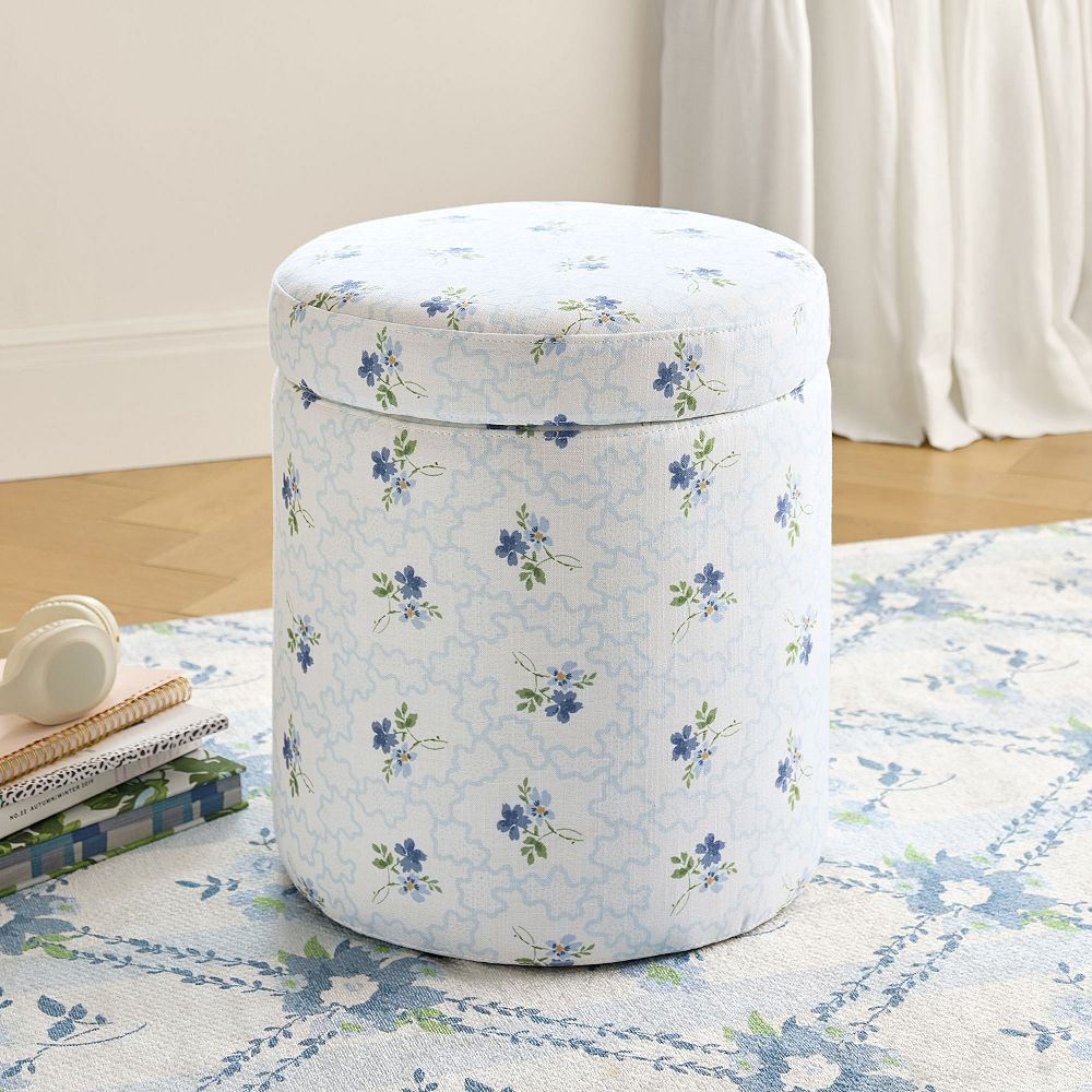 Hill House Home Round Storage Ottoman | Pottery Barn Teen