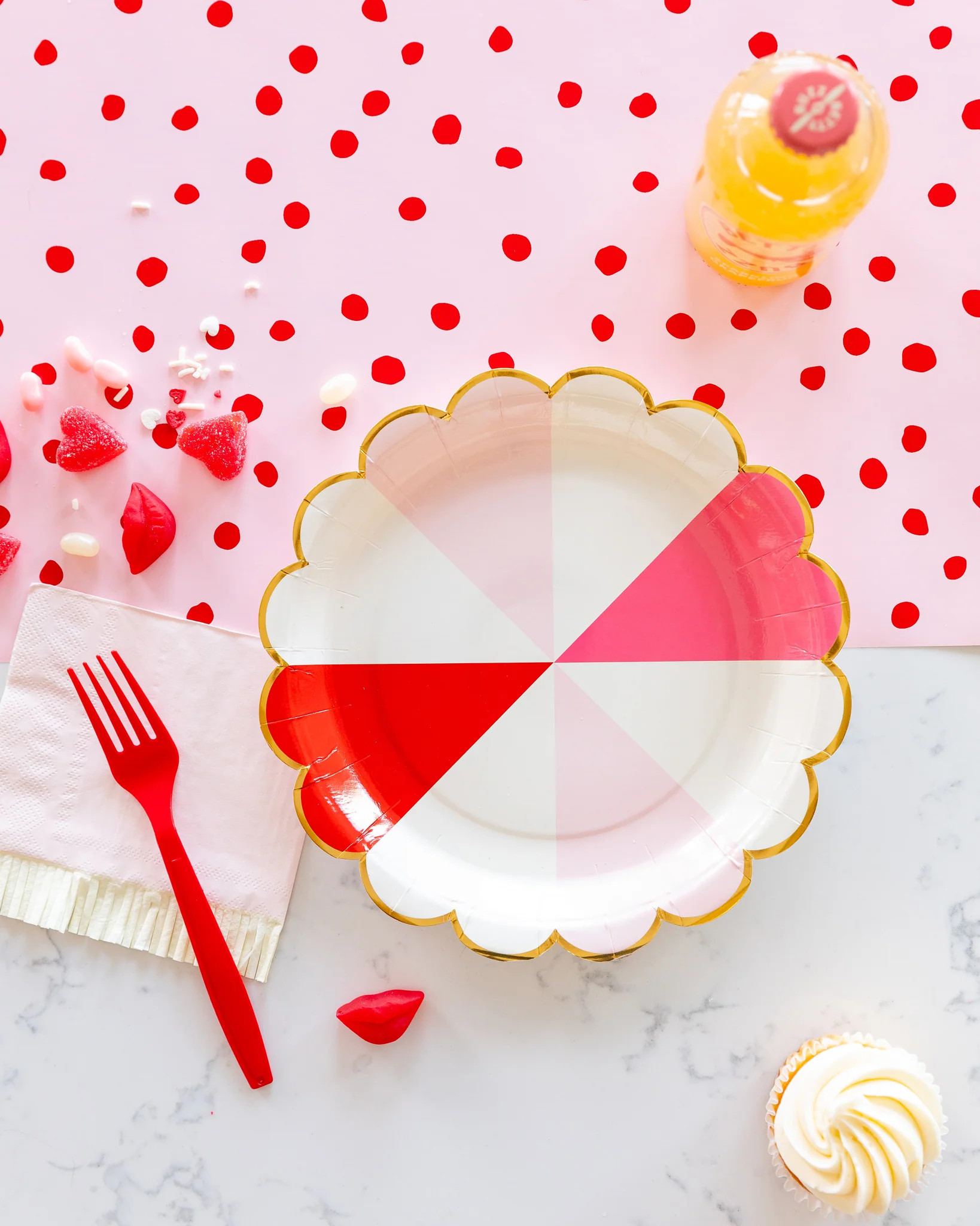 Pink with Red Dots Paper Table Runner | My Mind's Eye