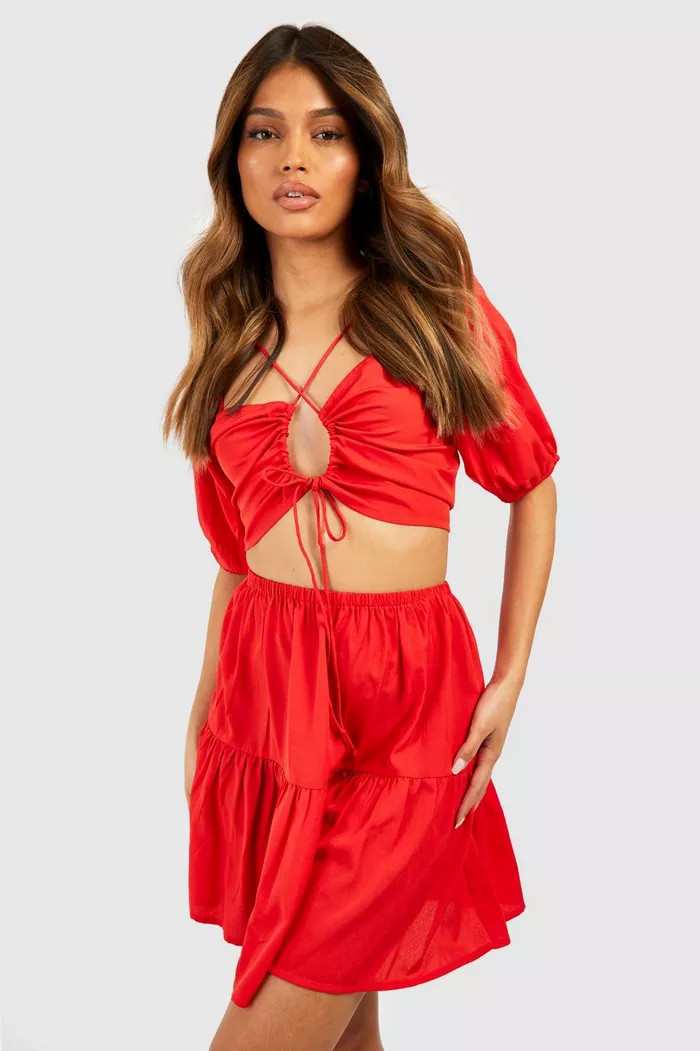 Strappy Sweetheart Bralette & Mini Skirt | Boohoo.com (US & CA)