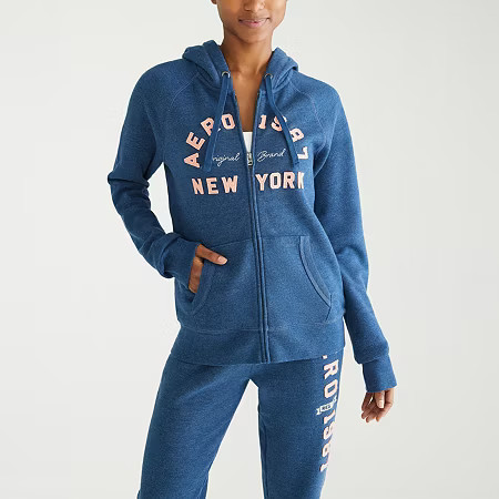 AEROPOSTALE Womens Long Sleeve Hoodie, Large, Blue | JCPenney