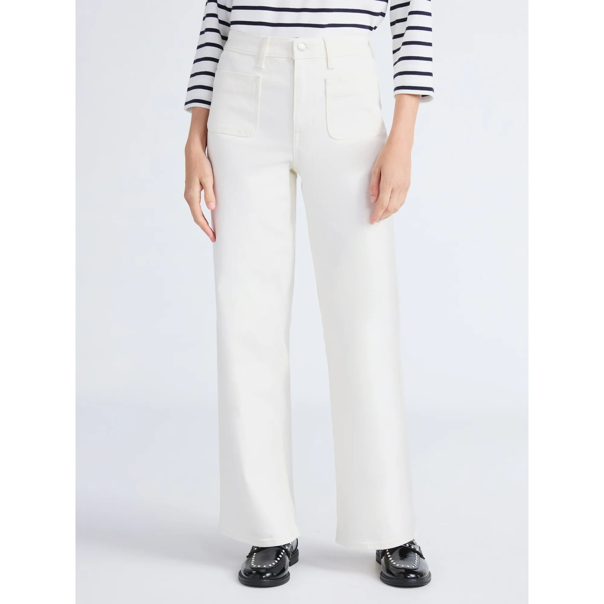 Free Assembly Women's and Women's Plus Wide Leg Jeans with Patch Pockets, 30", 32", and 34" Insea... | Walmart (US)