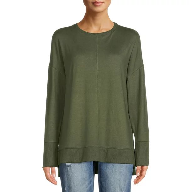 Time and Tru Women's Hacci Crew Neck Tunic - Walmart.com | Walmart (US)