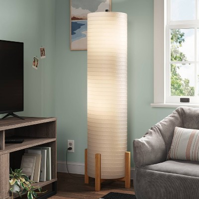 Paper Floor Lamp Natural Wood - Room Essentials™: ETL Listed, Modern Cylinder Shade, No Tools Assembly | Target