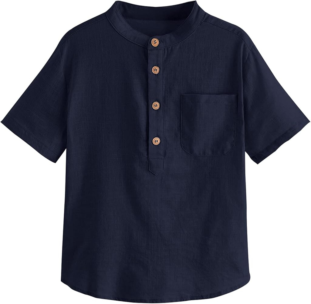 Inorin Boys Button Up Henley Shirt Short Sleeve Lightweight Summer Linen Cotton Dress Shirts Tees... | Amazon (US)