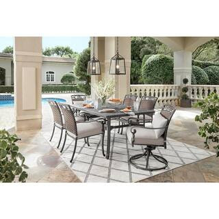Home Decorators Collection Wilshire Heights 7-Piece Cushioned Cast and Woven Back All Aluminum Ou... | The Home Depot