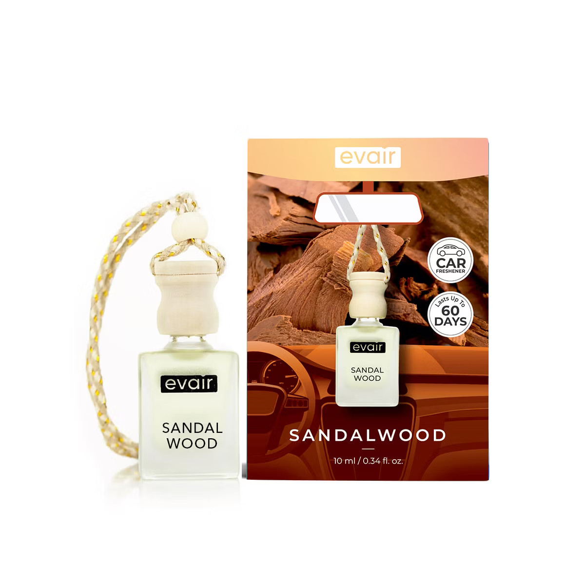 Evair Hanging Car Air Freshener with 100% Essential Oils Fragrance in Glass Bottle with Wooden Di... | Target