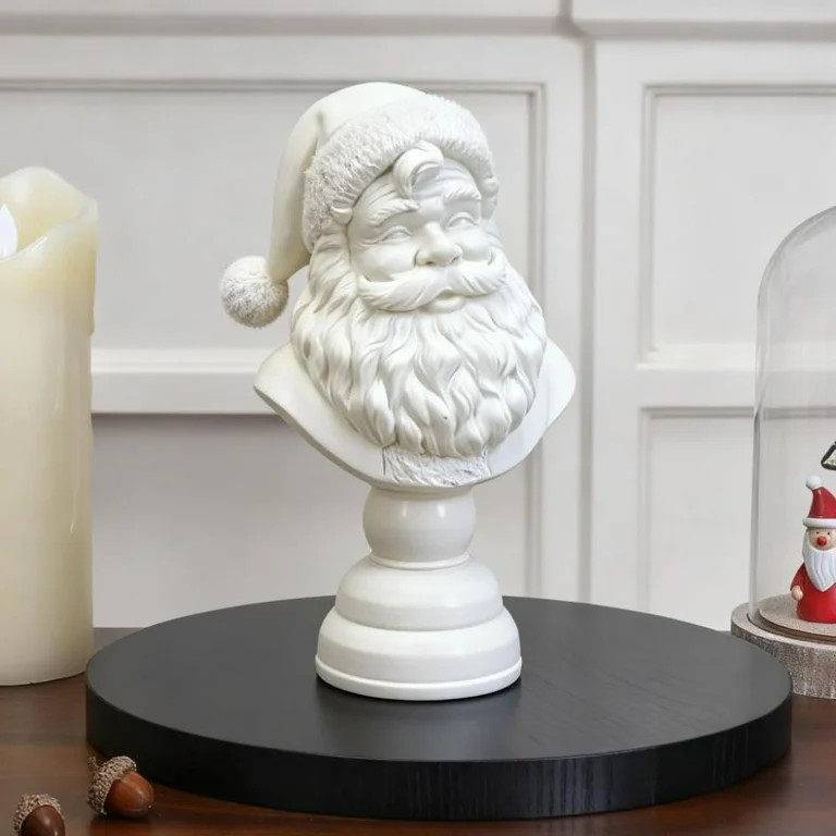 Santa Bust Christmas Tabletop Decoration, 6 Inch Resin White Santa Claus Head Statue for Home Boo... | Walmart (US)