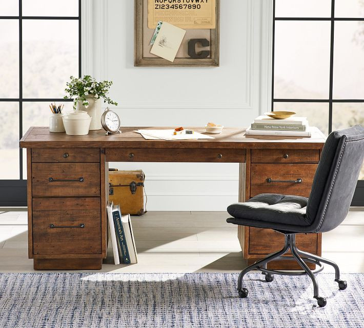 Rustic Reclaimed Wood Executive Desk (70") | Pottery Barn (US)