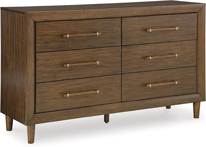 Signature Design by Ashley Lyncott 6-Drawer Dresser, Safety Stop Felt Lined Top Drawers, Round Ta... | Amazon (US)