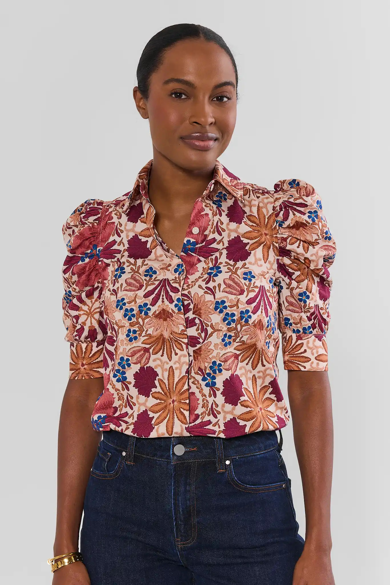 Gretchen Maroon Floral Printed Top | Avara