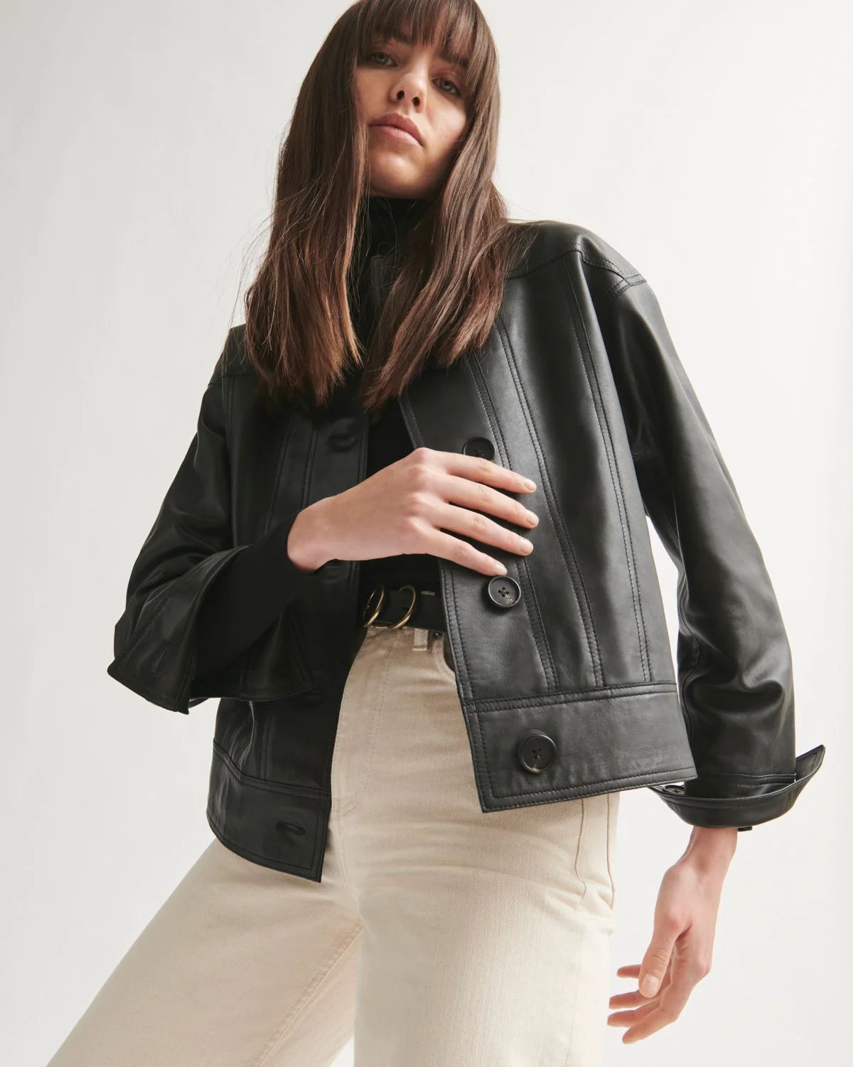 Cropped Leather Jacket | Jigsaw (UK)