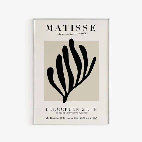 Henri Matisse Exhibition Poster  Black Leaf Beige  Mid - Etsy | Etsy (US)