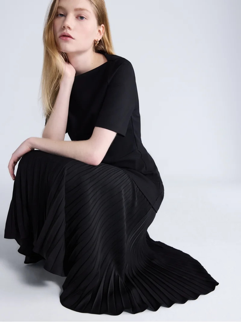 Scoop Women\u2019s and Women\u2019s Plus Mixed Media Maxi Cotton Dress, Sizes XS-4X | Walmart (US)