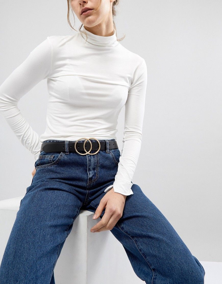 ASOS Leather Double Circle Waist and Hip Belt - Black | ASOS US