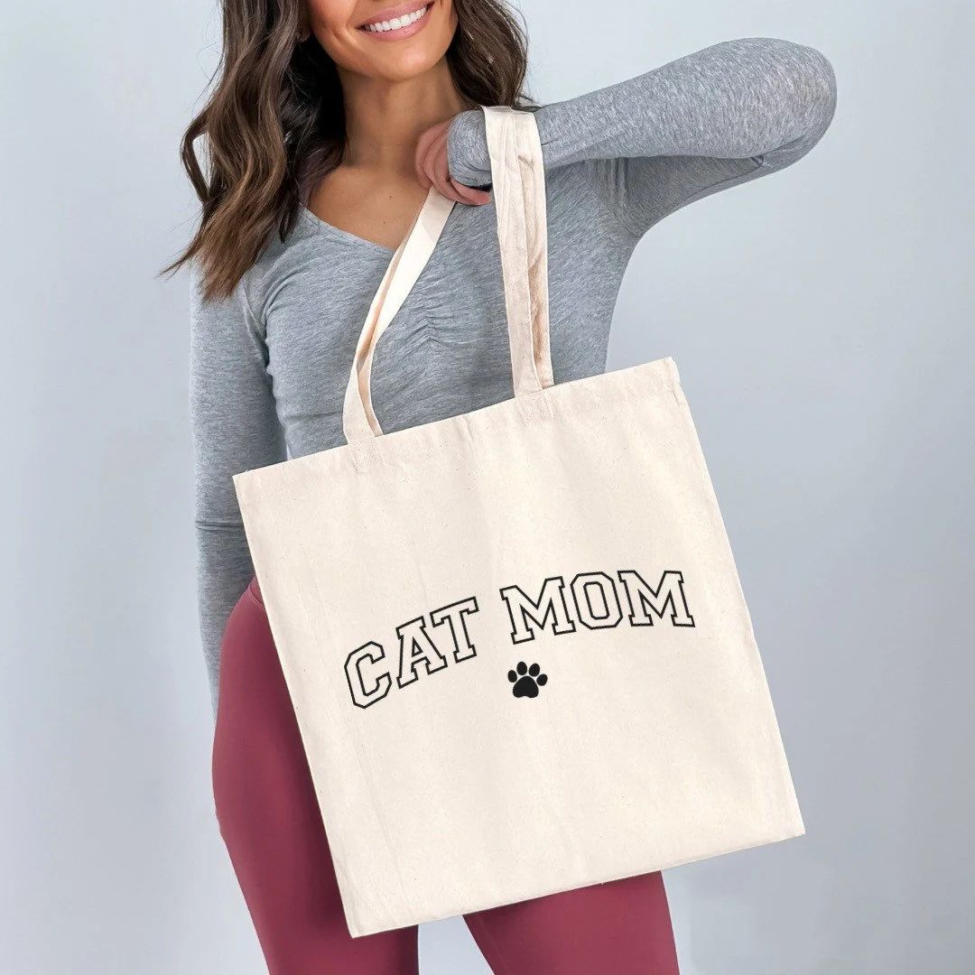 Cat Mom Canvas Tote Bag • Crazy Cat Lady • Weekend Bag • Gym Bag • Reusable Grocery Bag ... | Etsy (US)