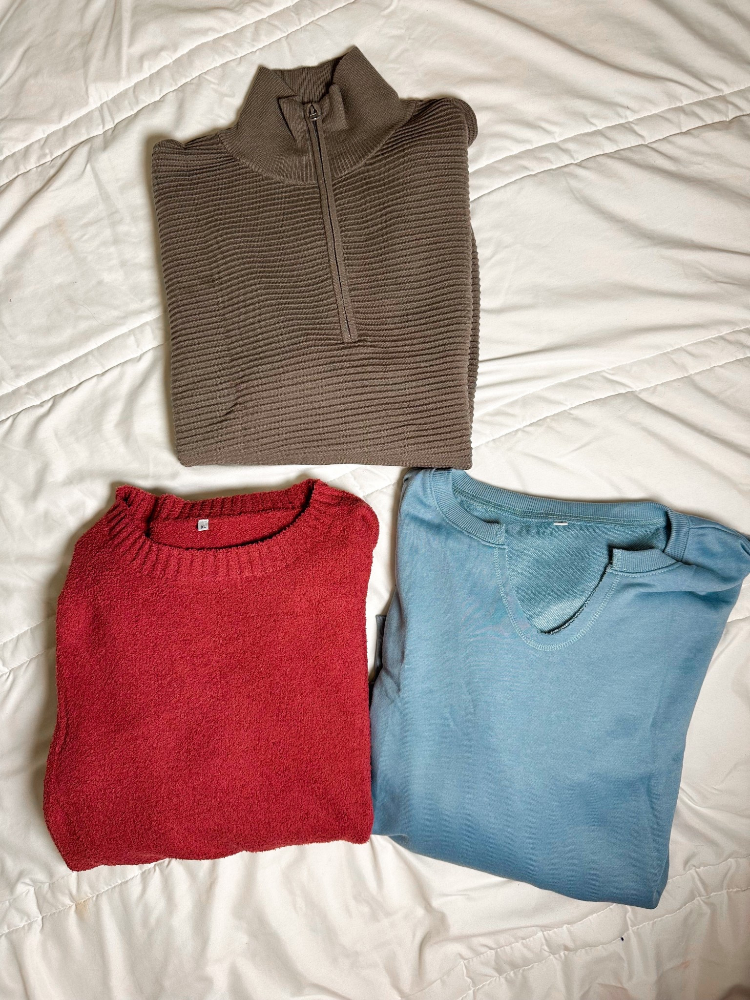 lightweight sweaters all under $30!

Love the ribbed quarter zip! It’s In a greenish grey color & on sale for $29! So comfy & soft! Ranges from sizes S-XXL! Comes in other colors as well!

The reddish orange sweater is on sale for $22! Runs oversized! So comfy & soft & has cuffed sleeves! Ranges from sizes. S-XL!

The blue oversized pullover is so comfy! Ranges from sizes S-XXL! Priced at $25! Comes in other clothes as well! Perfect for winter & spring!

#LTKFindsUnder50 #LTKSaleAlert #LTKMidsize