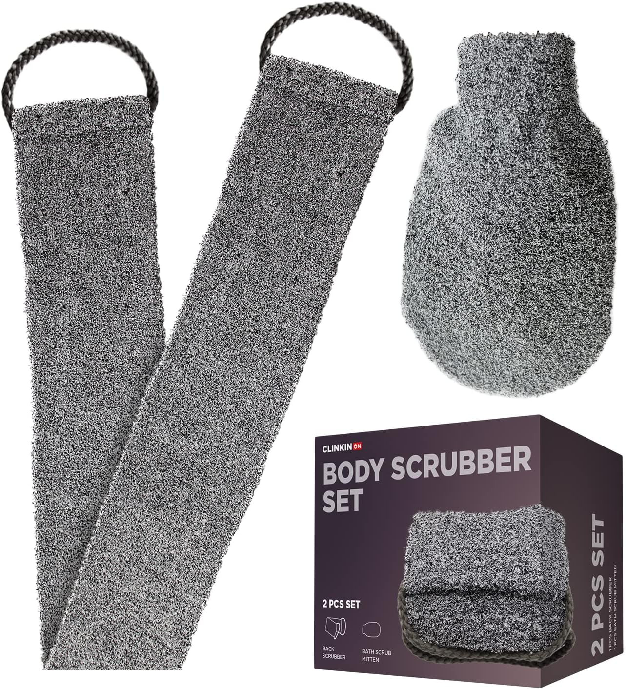 Exfoliating Shower Scrubber Set of 2 Pcs - Body Wash Mitt & Exfoliating Body Scrubbers with Handl... | Amazon (US)