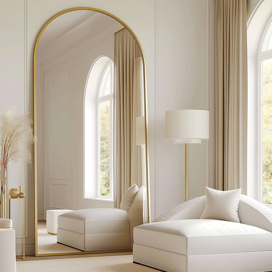 TinyTimes 76''x34'' Full Length Mirror, Arched Floor Mirror with Stand, Full Body Mirror, Wall Mi... | Amazon (US)