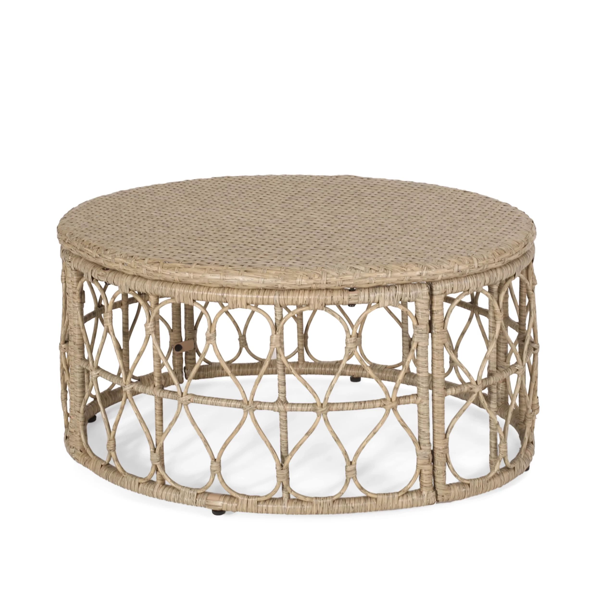 Colmar Outdoor Wicker Coffee Table,  Faux Rattan,Light Brown - Walmart.com | Walmart (US)