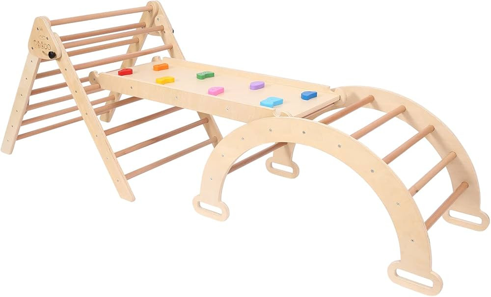 PDDOO Pikler Triangle Climber Set with Ramp Montessori Climbing Set Toddler Playset 3 in 1 Foldab... | Amazon (US)