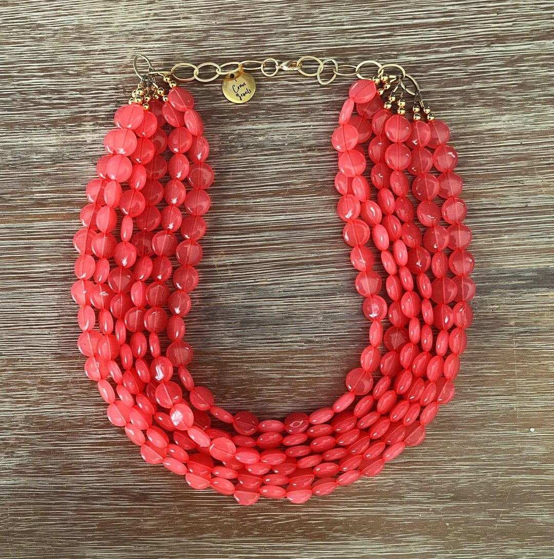 Confetti Necklace - Beach Jewelry - Coral Beach - Beach Necklace - Flamingo Beach Necklace | Etsy (US)