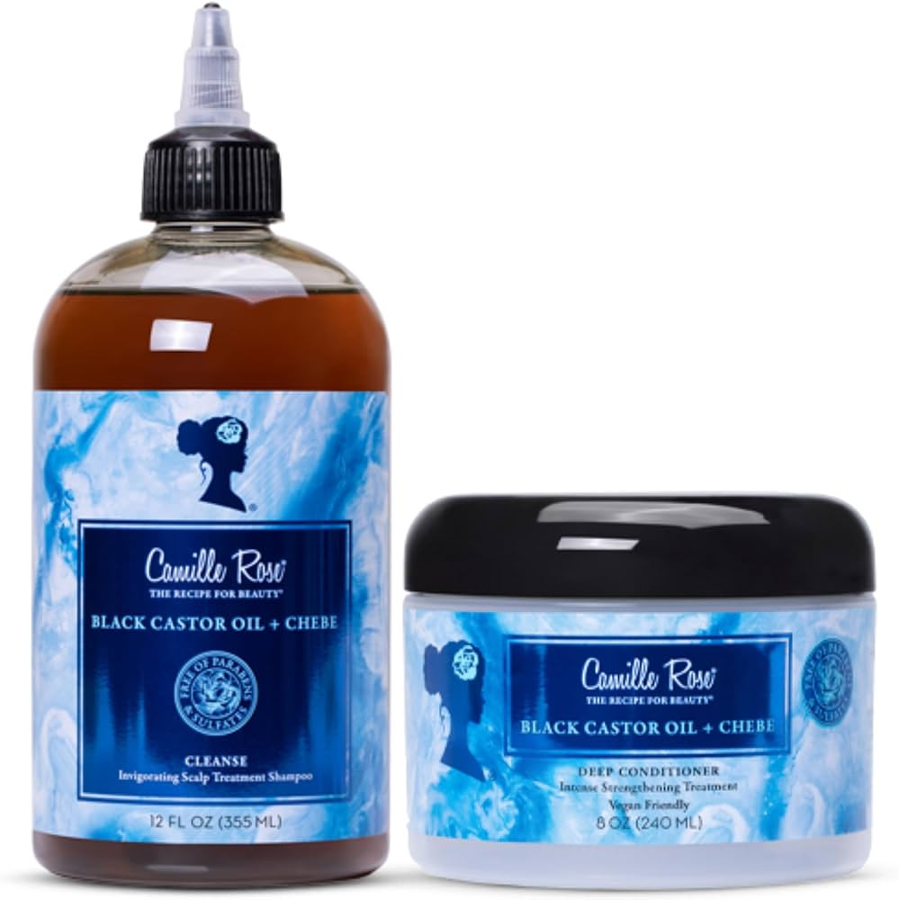 Camille Rose Black Castor Oil & Chebe Hair Cleanse Shampoo and Deep Conditioner Gift Set, to Stre... | Amazon (US)