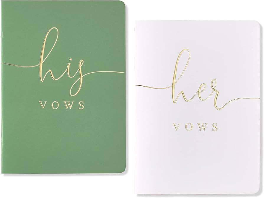 Vow Books for Wedding His and Her Vow Notebook, Set of 2, Bride and Groom Booklet for Wedding (Gr... | Amazon (US)